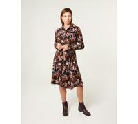 Blue Vanilla Abstract Printed Short Belted Shirt Dress - M - Black