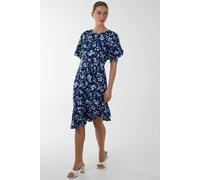 Blue Vanilla Angel Sleeve Asymmetric Tier Midi Dress In Navy Navy