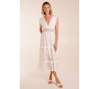 Blue Vanilla Angel Sleeve Tiered Maxi Dress In Ivory Ivory 16