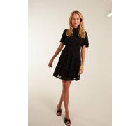 Blue Vanilla Angel Sleeve Velvet Burnout Dress In Black Black 8