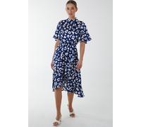 Blue Vanilla Angel Sleeve Wrap Ruffle Midi Dress In Navy Navy 8