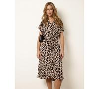 Blue Vanilla Women's Brown Animal Drawstring Waist Shirt Dress | Size: S/M Blue Vanilla Brown S/M