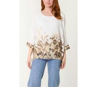 Blue Vanilla Animal Print Detail Short Sleeve Top - One Size - White