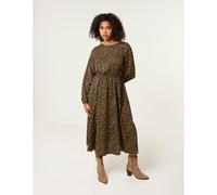 Blue Vanilla Women's Khaki Animal Print Midi Dress | Size: Large Blue Vanilla Khaki L