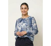Blue Vanilla Women's Blue Animal Print Round Neck Top | Size: Medium/Large Blue Vanilla Blue M/L
