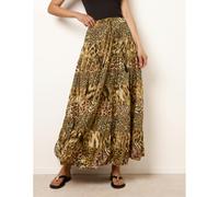 Blue Vanilla Women's Brown Animal Print Tiered Maxi Skirt Blue Vanilla Brown One Size