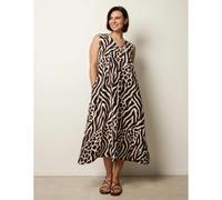 Blue Vanilla Animal Print V Neck Dress - M-L - Brown