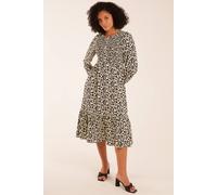 Blue Vanilla Animal Shirred Maxi Dress In Black Black 8