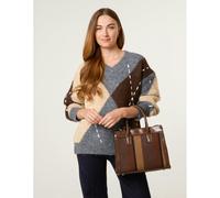 Blue Vanilla Argyle Knitted Patterned Jumper - One Size - Grey