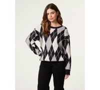 Blue Vanilla Black Argyle-Patterned Knit Jumper Black M/L