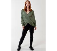 Blue Vanilla Women's Asymmetric Drape Front Top in Khaki