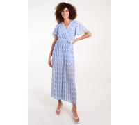 Blue Vanilla Aztec Diamond Printed Pleated Jumpsuit Blue S/M
