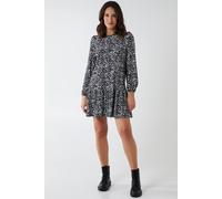 Blue Vanilla Women's Balloon Sleeve Tiered Hem Swing Dress in Black | Size: 8