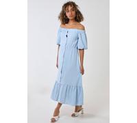 Blue Vanilla Bardot Button Through Maxi Dress In Light Blue Light Blue 10