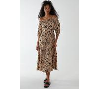 Blue Vanilla Women's Bardot Midi Dress With Pleated Hem in Stone | Size: 10 Blue Vanilla Stone 10