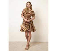 Blue Vanilla Bardot Off The Shoulder Dress - L - Brown