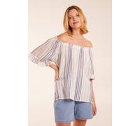 Blue Vanilla Women's Bardot Top With Stripes in Blue | Size: Large Blue Vanilla Blue L