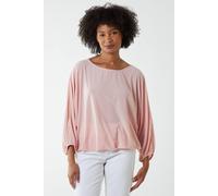 Blue Vanilla Batwing Necklace Elasticated Hem Top In Pink Pink One Size