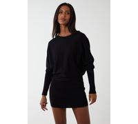 Blue Vanilla Women's Batwing Ribbed Hem Knitted Tunic in Black