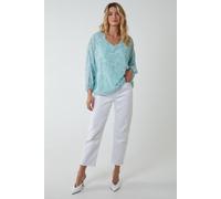 Blue Vanilla Batwing V-Neck Bubble Hem Top In Green Green One Size