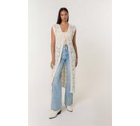 Blue Vanilla Women's Beige Crochet Detailed Tie Front Cardigan | Size: S/M Blue Vanilla Beige S/M