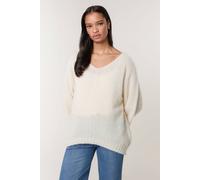 Blue Vanilla Beige Fluffy Textured V Neck Jumper Beige One Size
