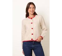 Blue Vanilla Women's Beige Long Sleeve Button Up Round Neck Cardigan Sweater | Size: Medium/Large