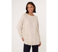 Blue Vanilla Beige Pocket Slash Scoop Neck Jumper Beige One Size