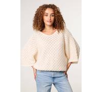 Blue Vanilla Light Brown Pointelle Knit Batwing Jumper Light Brown One Size