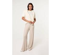 Blue Vanilla Beige Ribbed Wide Leg Trousers Beige 14-16