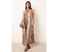Blue Vanilla Satin Pleated Dress - S-M - Beige