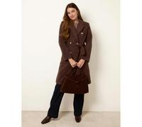Blue Vanilla Women's Brown Belted Long Coat Blue Vanilla Brown One Size