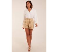 Blue Vanilla Belted Shorts In Stone Stone M
