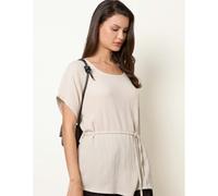 Blue Vanilla Belted Wide Sleeve Top - S-M - Beige