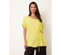 Blue Vanilla Belted Wide Sleeve Top - S-M - Light Yellow