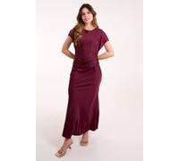 Blue Vanilla Bias Cut Batwing Slip Dress In Wine Wine L