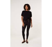 Blue Vanilla Button Detail Shaping Pants - L - Black