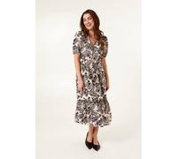 Blue Vanilla Black Coconut Button Front Midi Shirt Dress Black