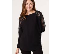Blue Vanilla Black Crew Neck Batwing Shoulder Pearl Detailing Jumper Black XL