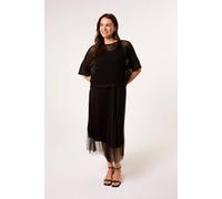Blue Vanilla Women's Black Crochet Top Pleat Dress | Size: S/M Blue Vanilla Black S/M