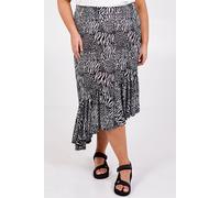 Blue Vanilla Women's Black Curve Asymmetric Hem Tiered Midi Skirt | Size: 26 Blue Vanilla Multicolor 26