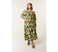 Blue Vanilla Women's Black Curve Bardot Elasticated Midi Dress | Size: 18-20 Blue Vanilla Black 18-20