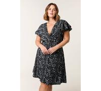 Blue Vanilla Black Curve Frill Sleeve Mini Dress Black 24