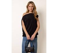 Blue Vanilla Deep Band Slinky Oversize Tunic Top - S-M - Black
