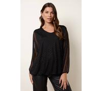 Blue Vanilla Black Diamante V Neck Batwing Blouse Black One Size