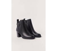 Blue Vanilla Black Elastic Side Detail Block Heeled Boots Black