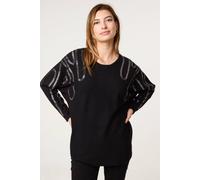 Blue Vanilla Black Embellished Shoulder Jumper Black M/L