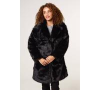 Blue Vanilla Faux Fur Long Coat - Black - L - Black