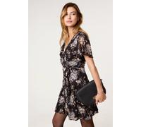 Blue Vanilla Frill Wrap Mini Dress - L - Black