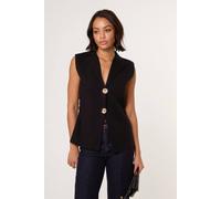 Blue Vanilla Black Gold Button Front Tailored Vest Black